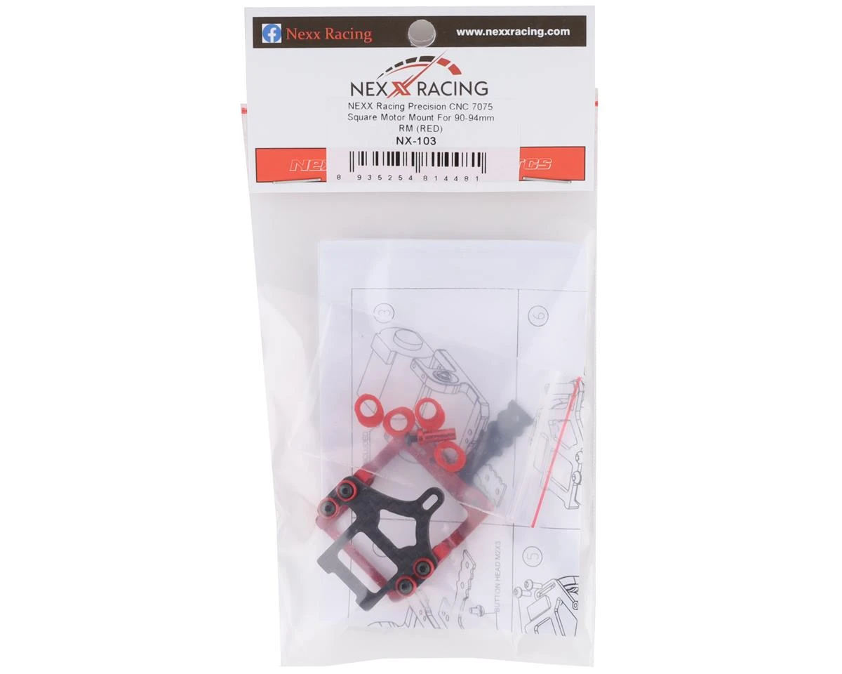 NEXX Racing Aluminum Square Motor Mount For 90-94mm RM (Red) 4 NEXX Racing Aluminum Square Motor Mount For 90-94mm RM (Red) - Image 2