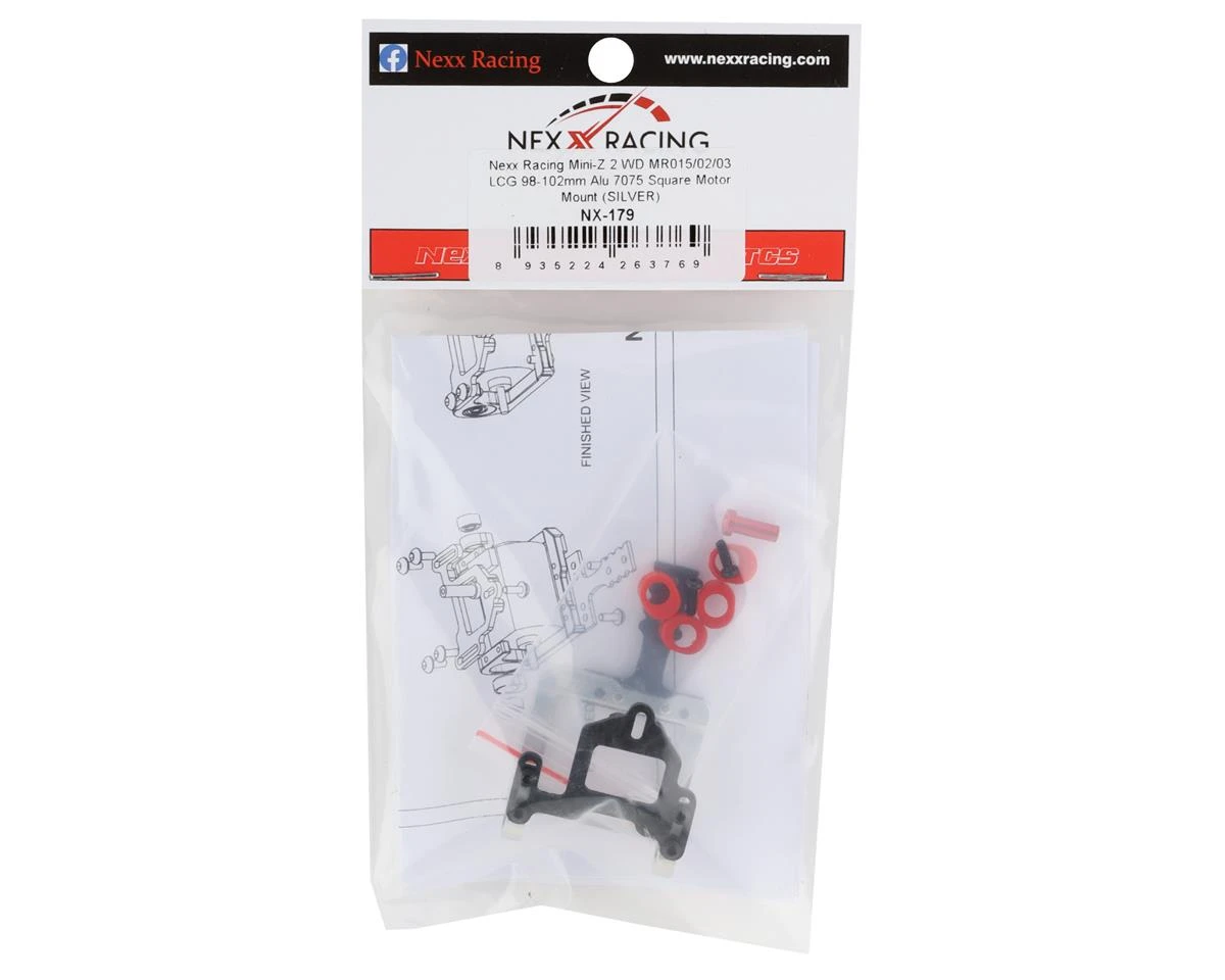 NEXX Racing MR015/02/03 LCG 98-102mm Aluminum Square Motor Mount (Silver) 4 NEXX Racing MR015/02/03 LCG 98-102mm Aluminum Square Motor Mount (Silver) - Image 2